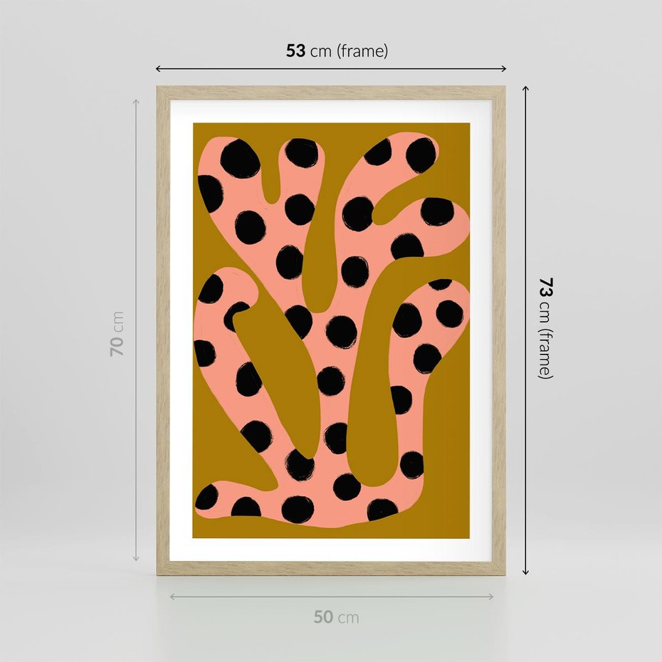 Plakat w ramie 50x70 - Rozkwitająca Wolność Boho - abstrakcyjne boho kształty, dziwne - rama drewno