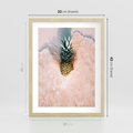 Plakat w ramie 30x40 - Egzotyczna Plaża - ananas, na plaży - rama drewno