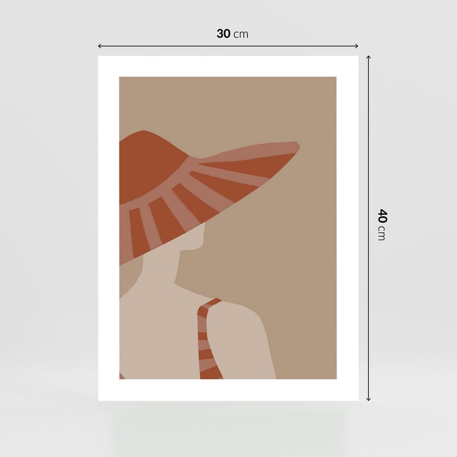 Plakat bez ramy 30x40 - Kobiecy Portret - plakat retro, kobieta w kapeluszu