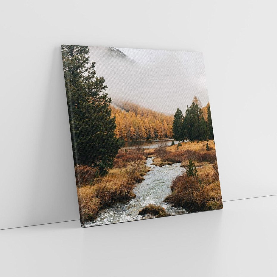 Obraz na płótnie 60x60 - W Górskiej Dolinie - artystyczna fotografia, las