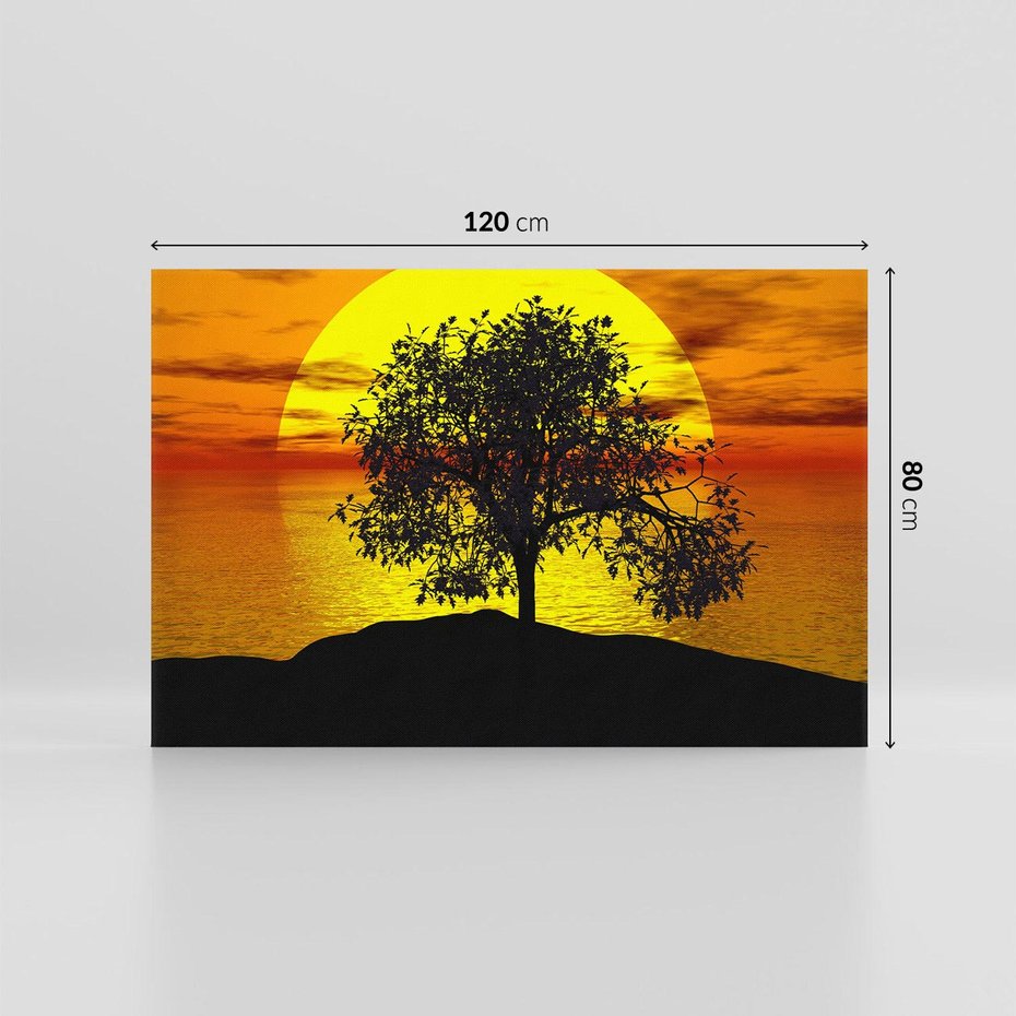Obraz na płótnie 120x80 - Drzewo - Zachód słońca - drzewo, zachód słońca