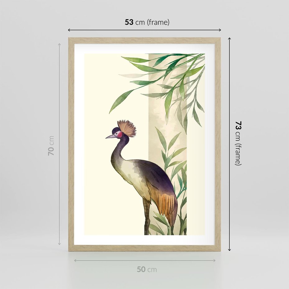 Plakat w ramie 50x70 - Kwiatowa Ekspresja - japońska sztuka, ptak - rama drewno