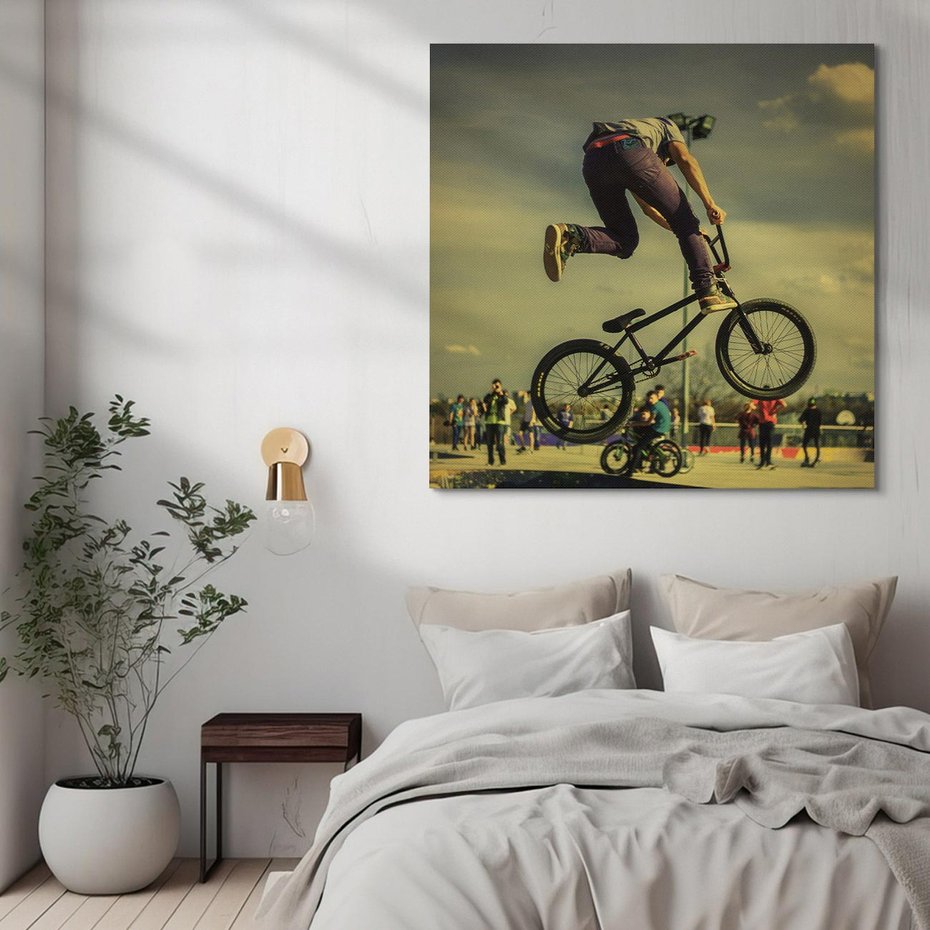 Obraz na płótnie 40x40 - "BMX - Sportowa Adrenalina - BMX, rower