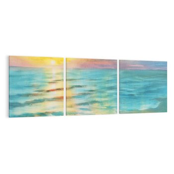 Obraz na płótnie 90x30 - Objawienie Fioletowego Świtu - fioletowy wschód słońca, słońce wschodzi nad morzem