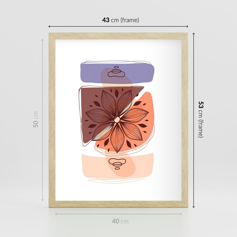 Plakat w ramie 40x50 - Kwiatowa Oaza - abstrakcyjna sztuka, plamy - rama drewno