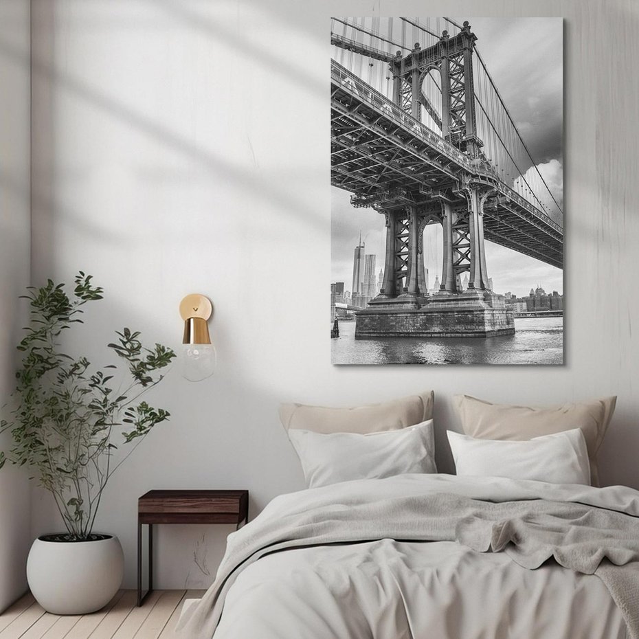 Obraz na płótnie 70x100 - Most nad nowojorską panoramą - most, Nowy York