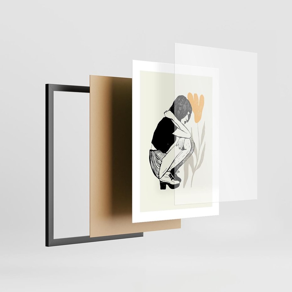 Plakat w ramie 30x40 - Kobiecy Plakat - prosta grafika, kobieta - rama czarna