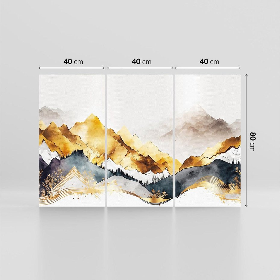 Obraz na płótnie 120x80 - Złote Góry - akwarela, graficzne góry