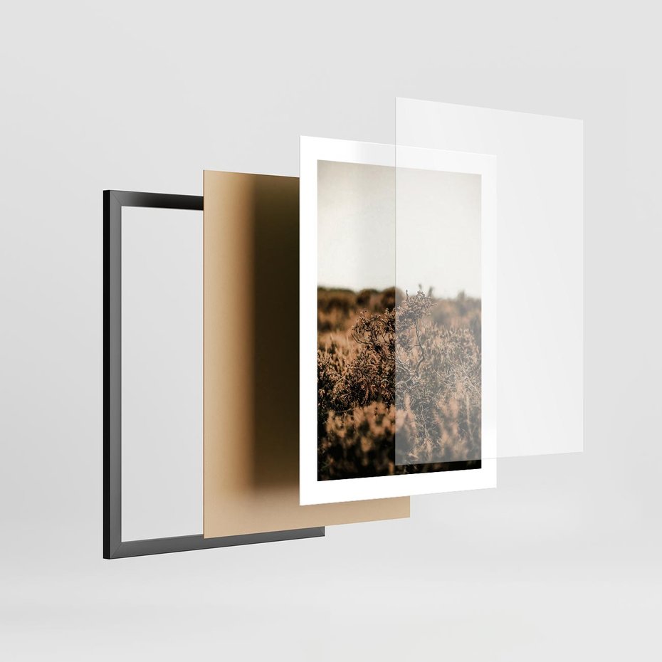 Plakat w ramie 30x40 - Krajobraz W Naturze: Beże i Brązy - suche krzewy, natura - rama czarna