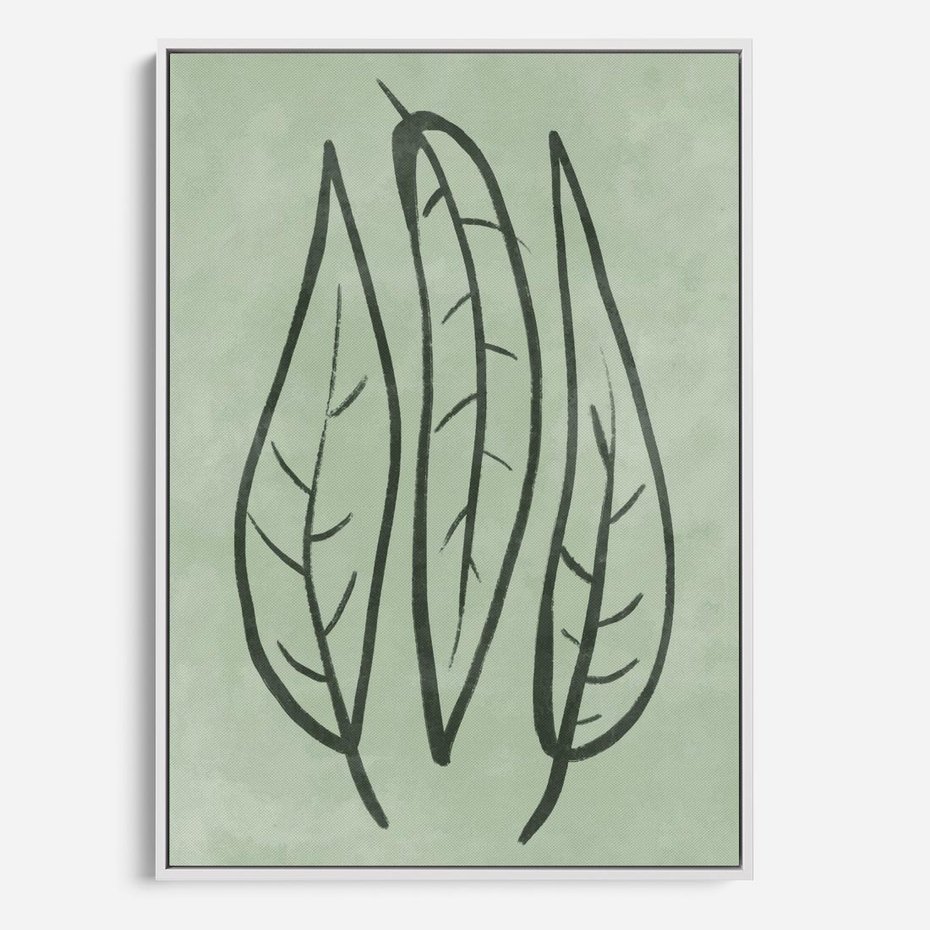 Obraz w ramie 70x100 - Energetyczne Ekspresje Natury - zielony plakat, roślinne motywy - rama biała