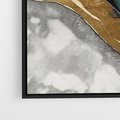 Obraz w ramie 100x70 - Refrakcje płynącej rzeczywistości - jak marmurowa rzeka, linie złota - rama czarna