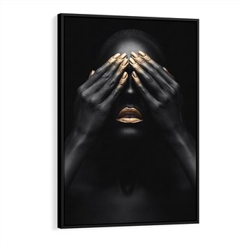 Obraz w ramie 50x70 - Złote Usta wyjątkowa subtelność - złote usta, złote palce - rama czarna