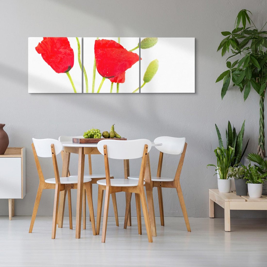 Obraz na płótnie 120x40 - Pola maków w pełnym kolorze - maki, kwiaty