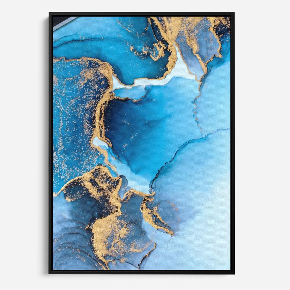 Obraz w ramie 70x100 - Elegancja i Wyrafinowanie - marmur, złoto - rama czarna