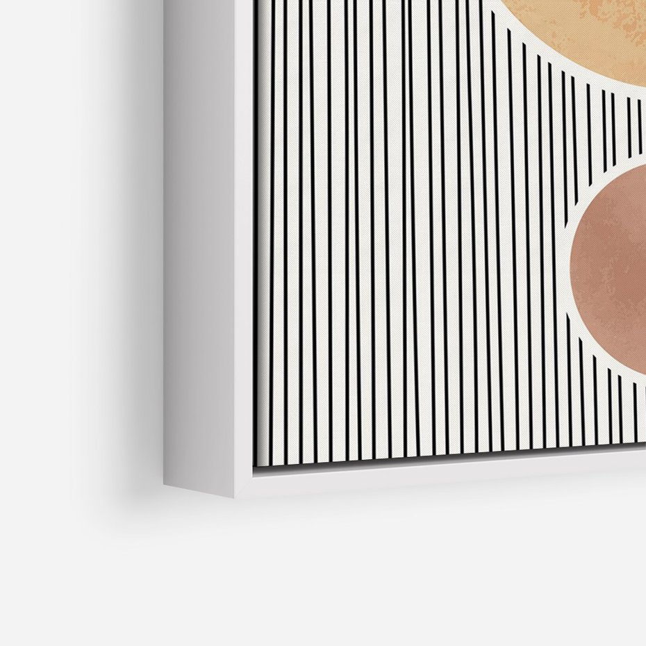 Obraz w ramie 80x120 - Taniec Linii - abstrakcyjna nowoczesna sztuka, koła okręgi - rama biała