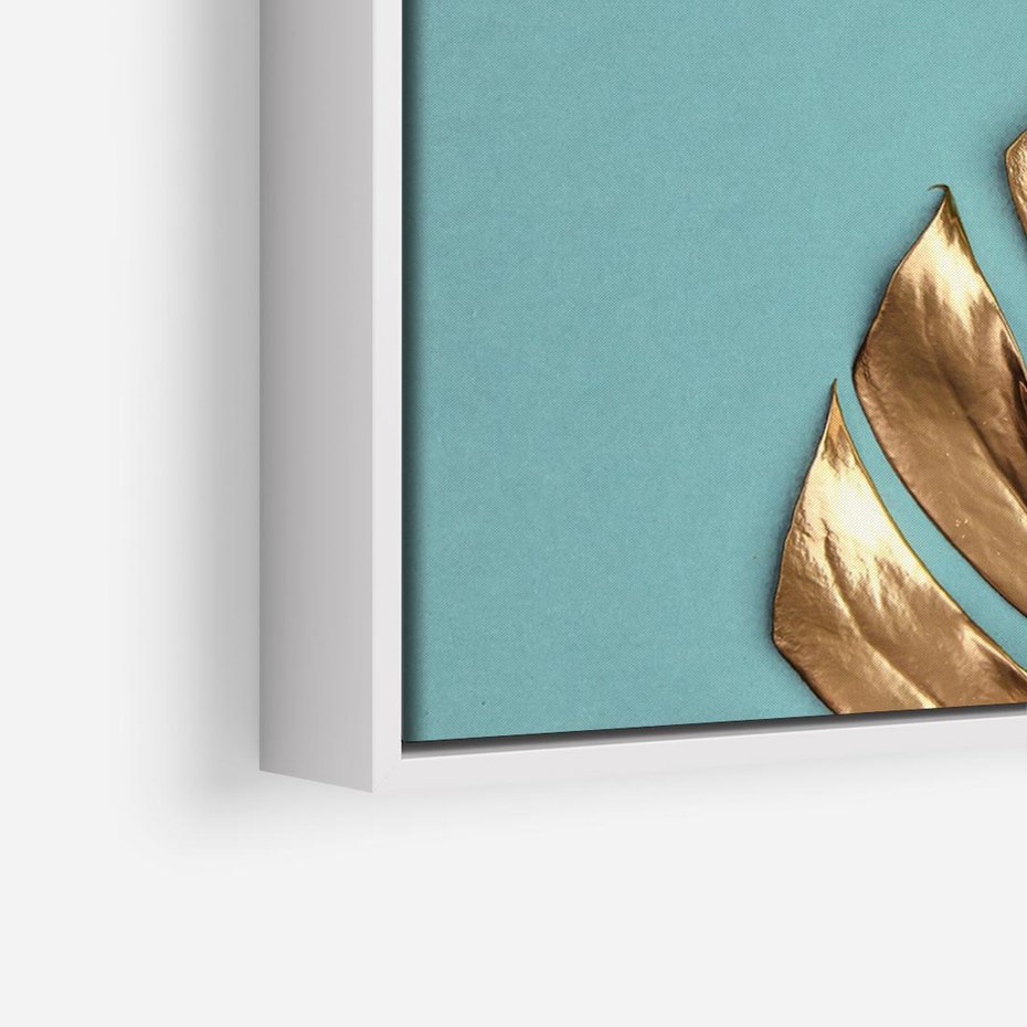 Obraz w ramie 70x50 - Piękno Natury - złote, liście - rama biała