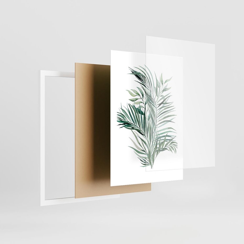 Plakat w ramie 30x40 - Blask Natury - złote, liście - rama biała
