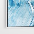 Obraz w ramie 70x50 - W stronę niebieskiego horyzontu - abstrakcja, rozlane farby - rama biała
