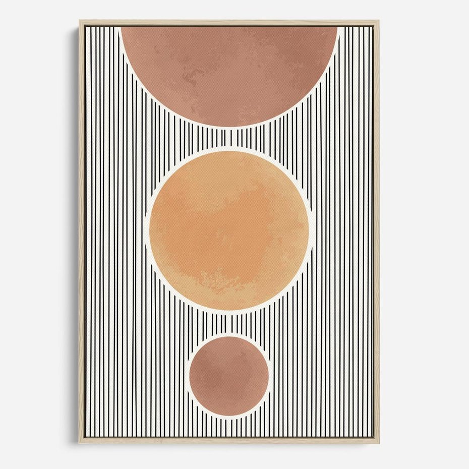 Obraz w ramie 50x70 - Taniec Linii - abstrakcyjna nowoczesna sztuka, koła okręgi - rama drewno