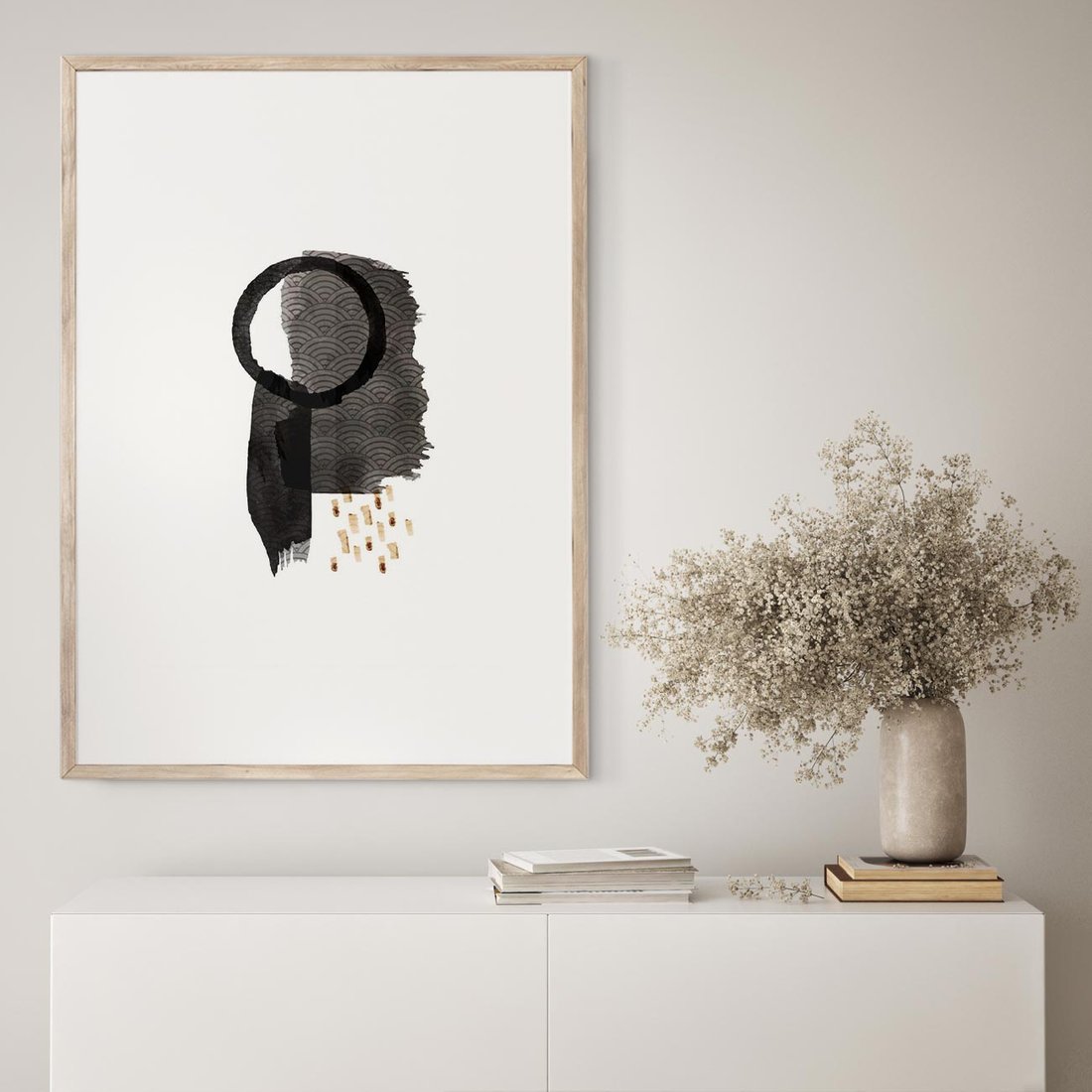 Plakat w ramie 40x50 - Japoński Minimalizm - grafika w japońskim stylu, minimalizm - rama drewno