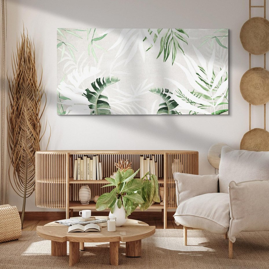 Obraz na płótnie 140x70 - Zielony Raj - monstera, palmy