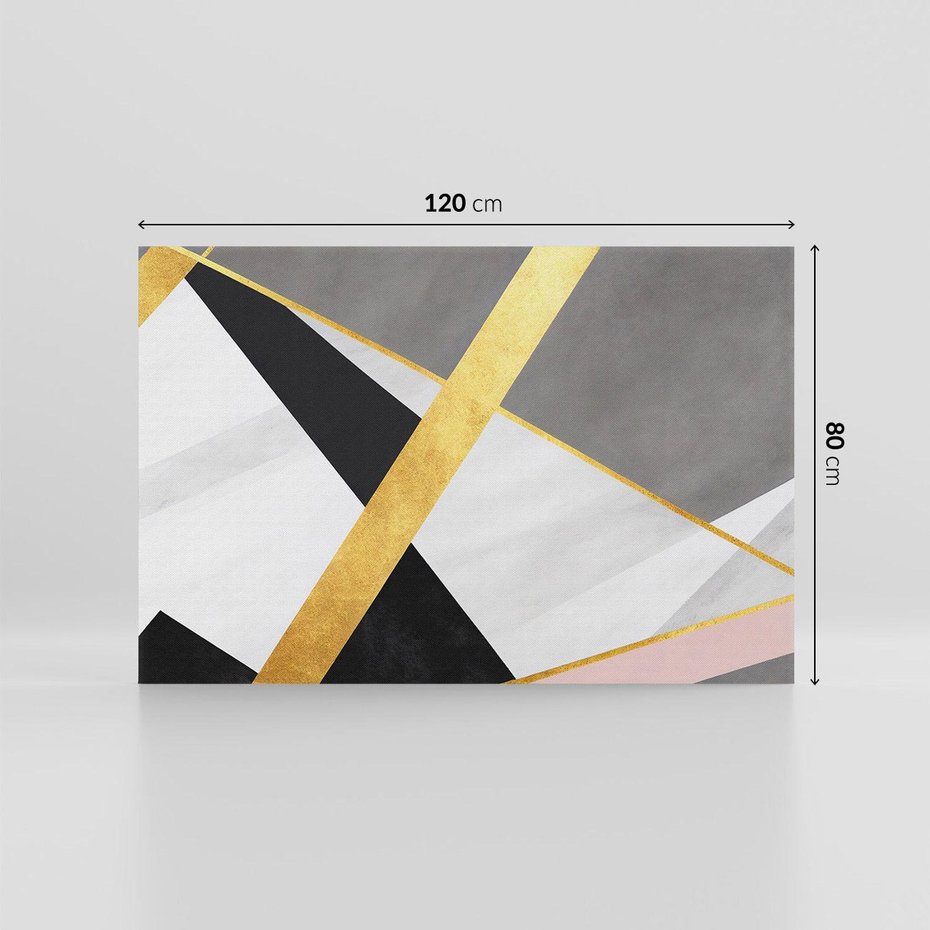 Obraz na płótnie 120x80 - Pudrowe Abstrakcyjne Lustra - złote abstrakcyjne linie, szarość