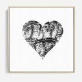 Obraz w ramie 50x50 - Drzewo Serca - czarne serce, tekstura jak kora drzewa - rama drewno