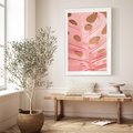 Plakat bez ramy 21x30 - Różowa monstera w pełnym rozkwicie - różowa, monstera