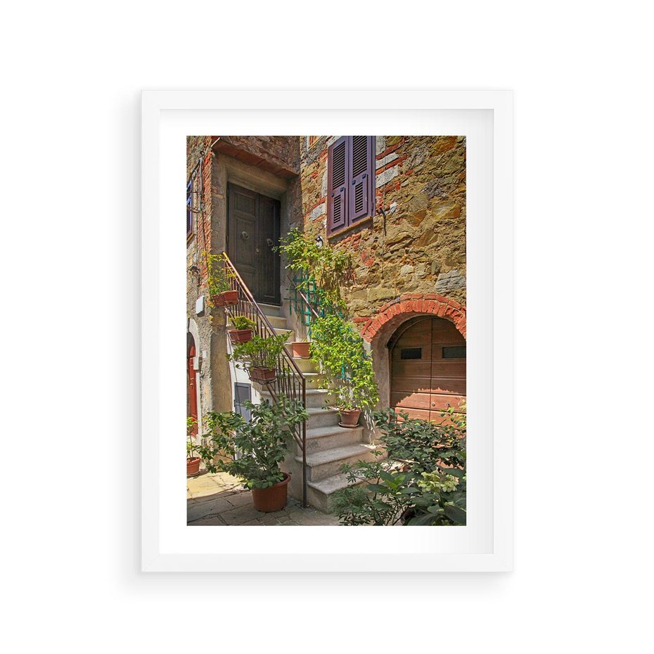 Plakat w ramie 30x40 - Wznies się na wyżyny - schody, perspektywa - rama biała