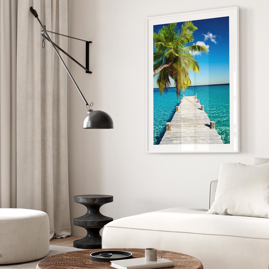 Plakat bez ramy 21x30 - Hawajskie Palmy - palma, morze