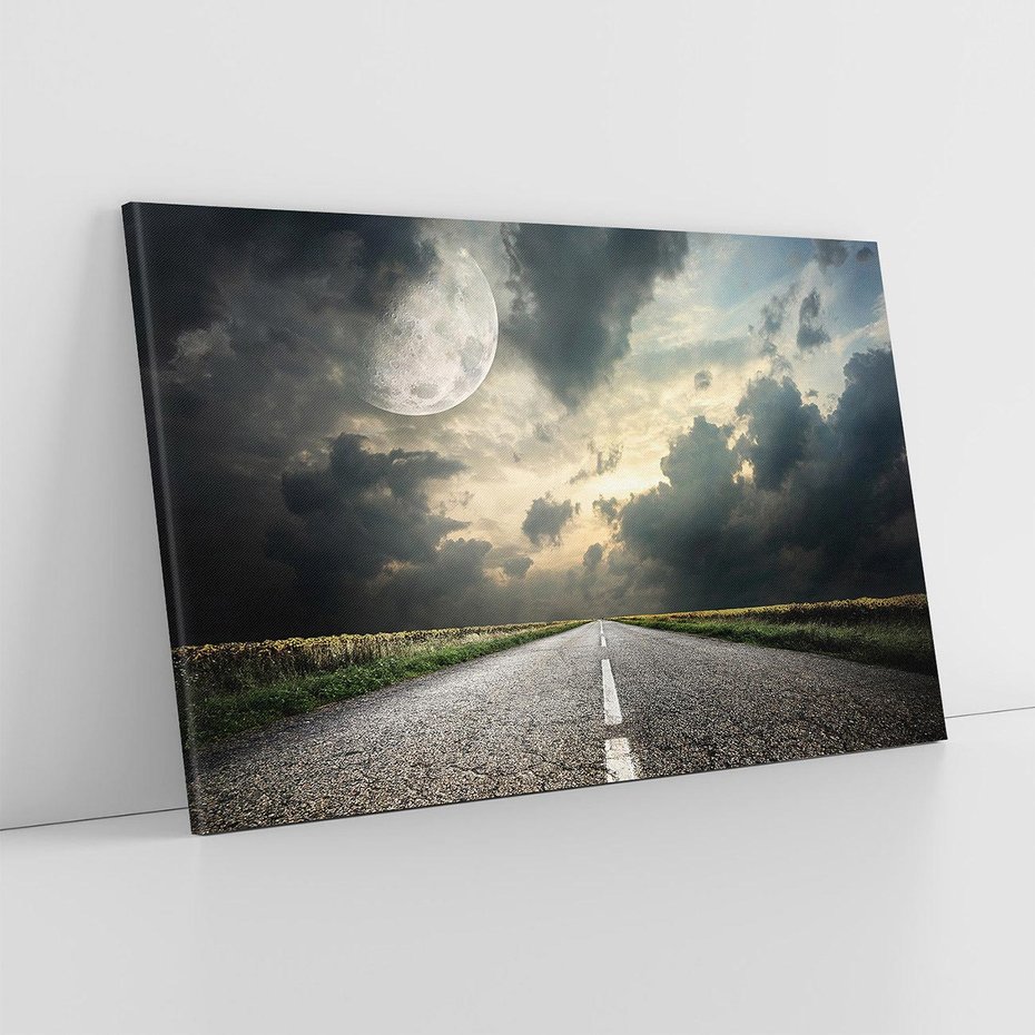 Obraz na płótnie 120x80 - magia nocnej drogi - droga, księżyc