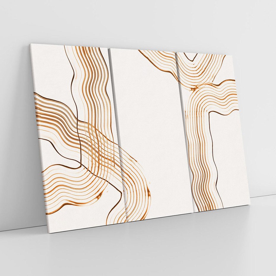 Obraz na płótnie 120x80 - Ścieżki pędzla i myśli - minimalistyczna kompozycja, abstrakcyjne brązowe linie na białym tle
