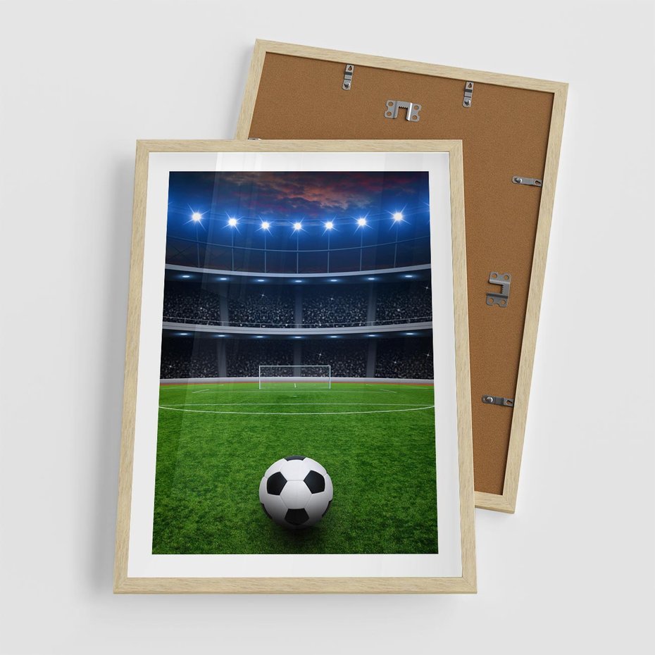 Plakat w ramie 50x70 - Piłka nożna - gol! - piłka nożna, gol - rama drewno