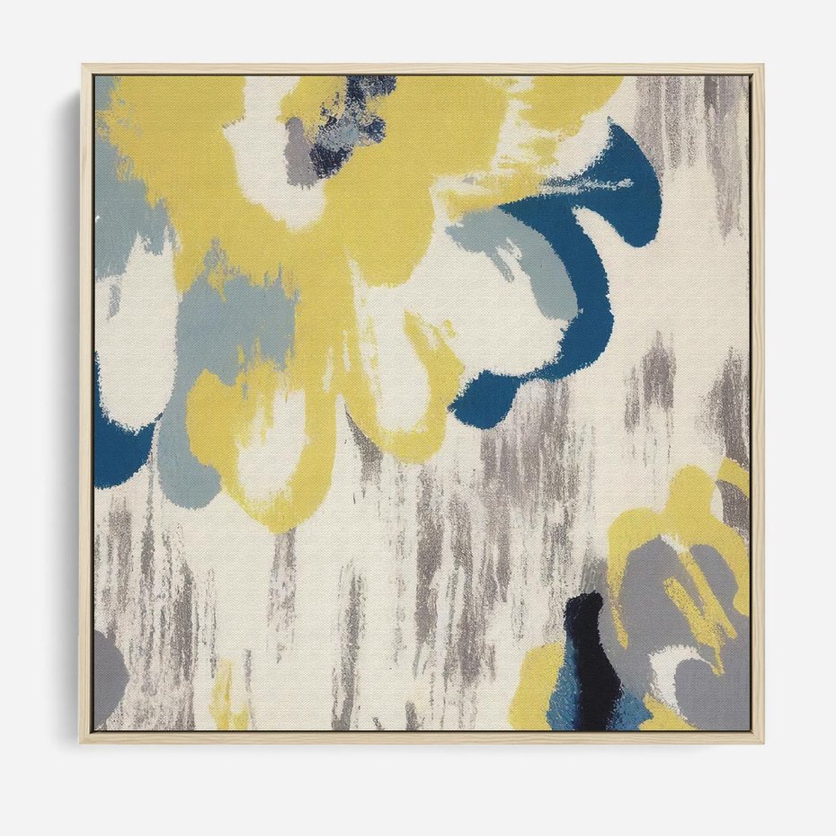 Obraz w ramie 50x50 - Kwiatowe Impresje - malowane duże kwiaty, kolory żółty - rama drewno