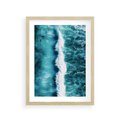 Plakat w ramie 30x40 - Błękitna Siła Oceanu - fale, ocean - rama drewno