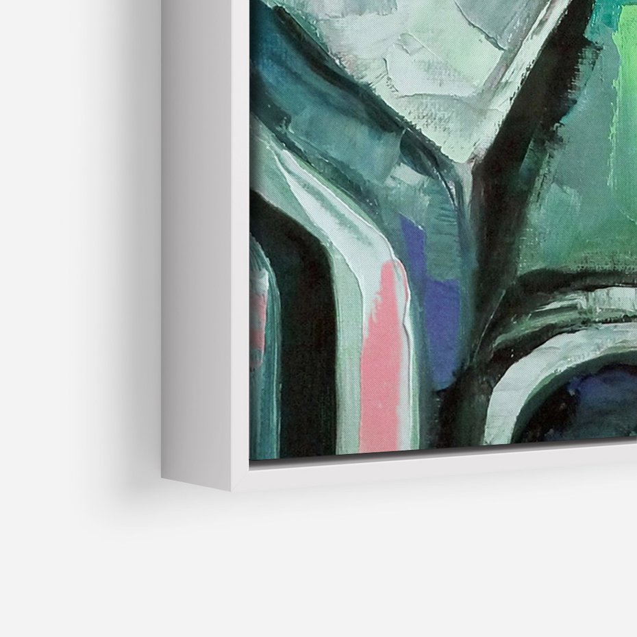 Obraz w ramie 50x70 - Niezakończona Piękność - abstrakcyjny obraz olejny, portret kobiety - rama biała