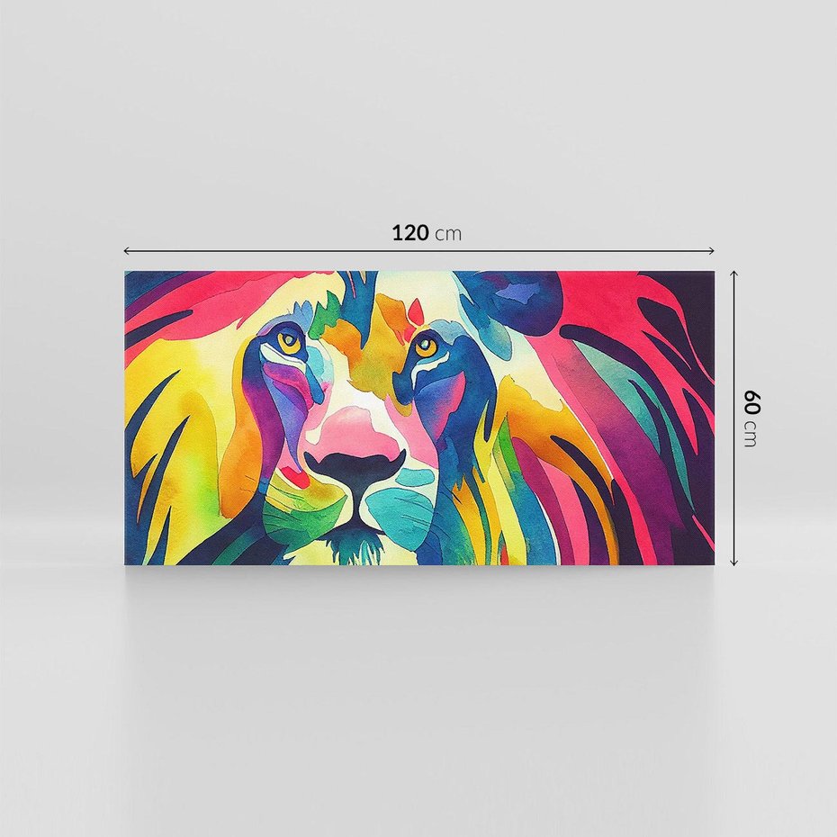 Obraz na płótnie 120x60 - Tęczowy Lew - akwarela, tęczowy lew