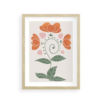 Plakat w ramie 50x70 - Migocące Kształty Kwiatów - kwiaty polne, plakat - rama drewno