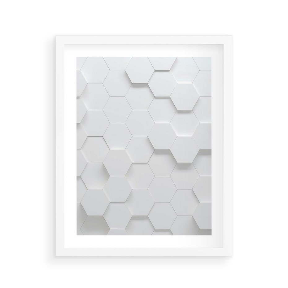 Plakat w ramie 40x50 - Intrygujący Wymiar - geometria, 3D - rama biała