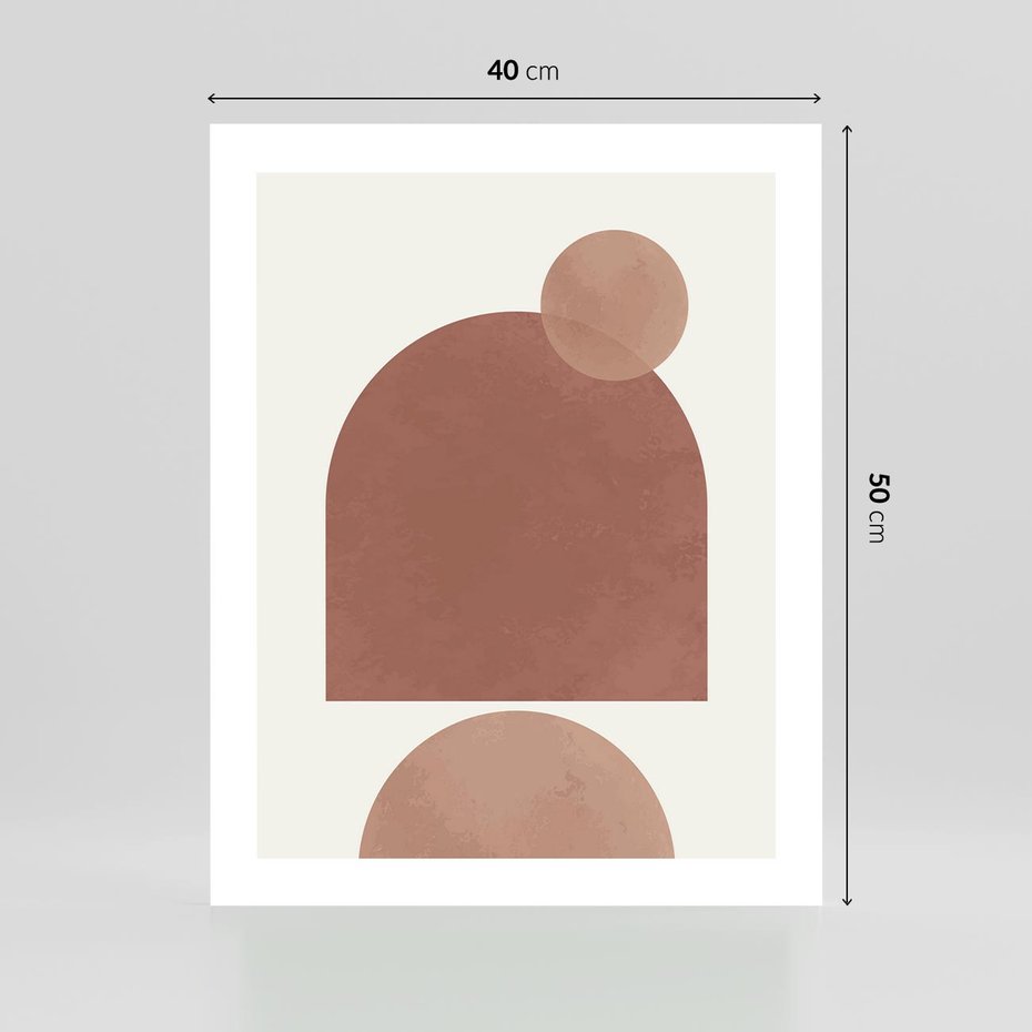 Plakat bez ramy 40x50 - Rozkwitające Odbicia - abstrakcyjne geometryczne kształty, odcienie brązu i beżu