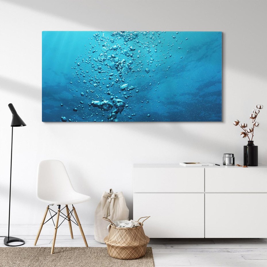 Obraz na płótnie 120x60 - Gra Bąbelków - woda, bąbelki