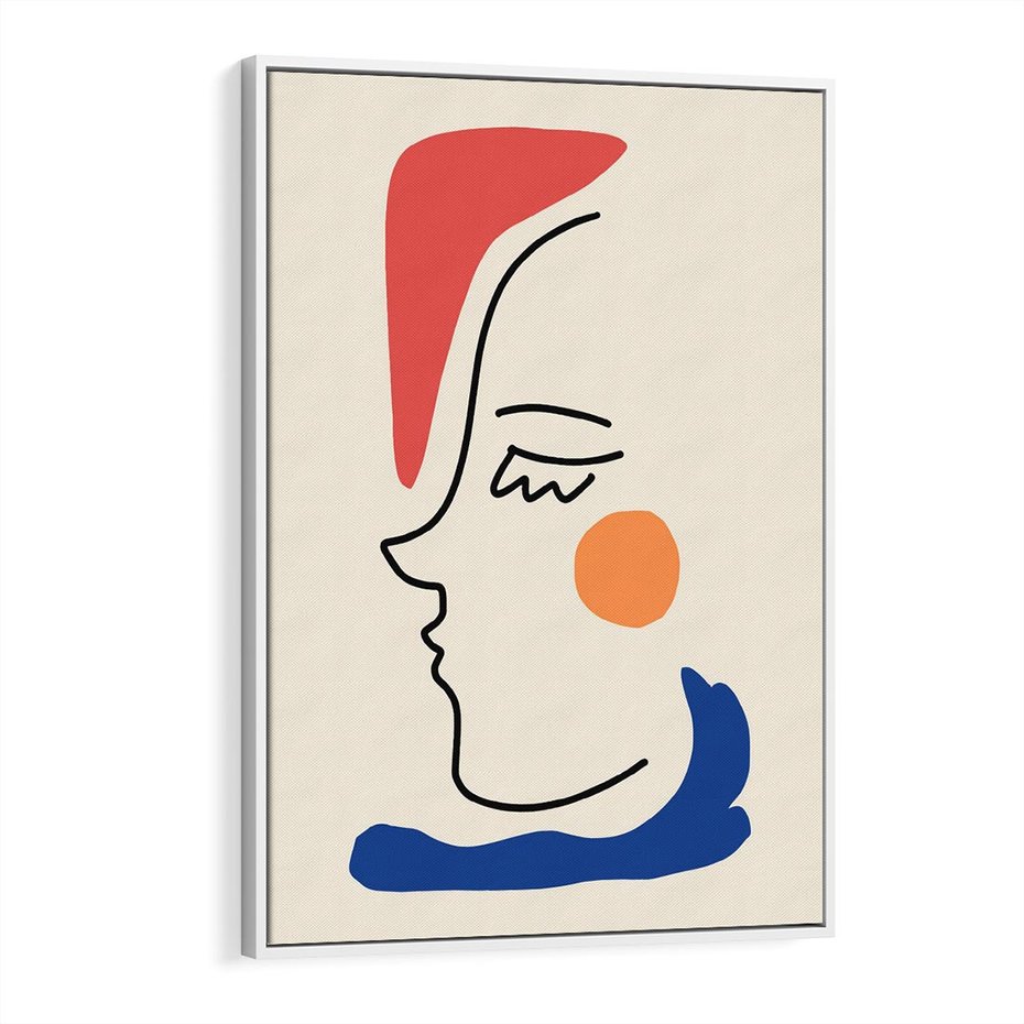 Obraz w ramie 70x100 - Impresje Kształtów - abstrakcyjny obraz, przypomina twarz - rama biała