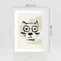 Plakat w ramie 30x40 - Minimalistyczny Kot: Czarna Kreska - kot, grafika - rama biała
