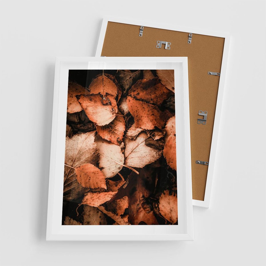 Plakat w ramie 50x70 - Jesienna Paleta - liście, jesień - rama biała