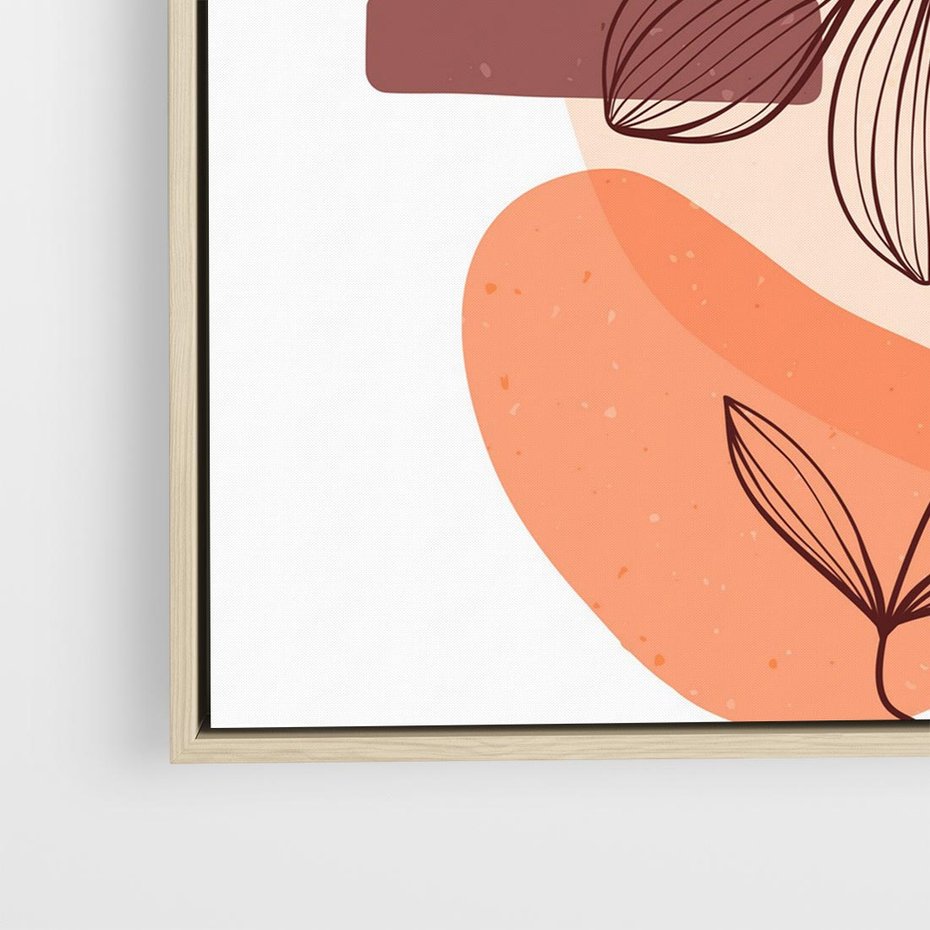 Obraz w ramie 50x50 - Migocące Odbicia Kwiatów - abstrakcyjna sztuka, plamy - rama drewno