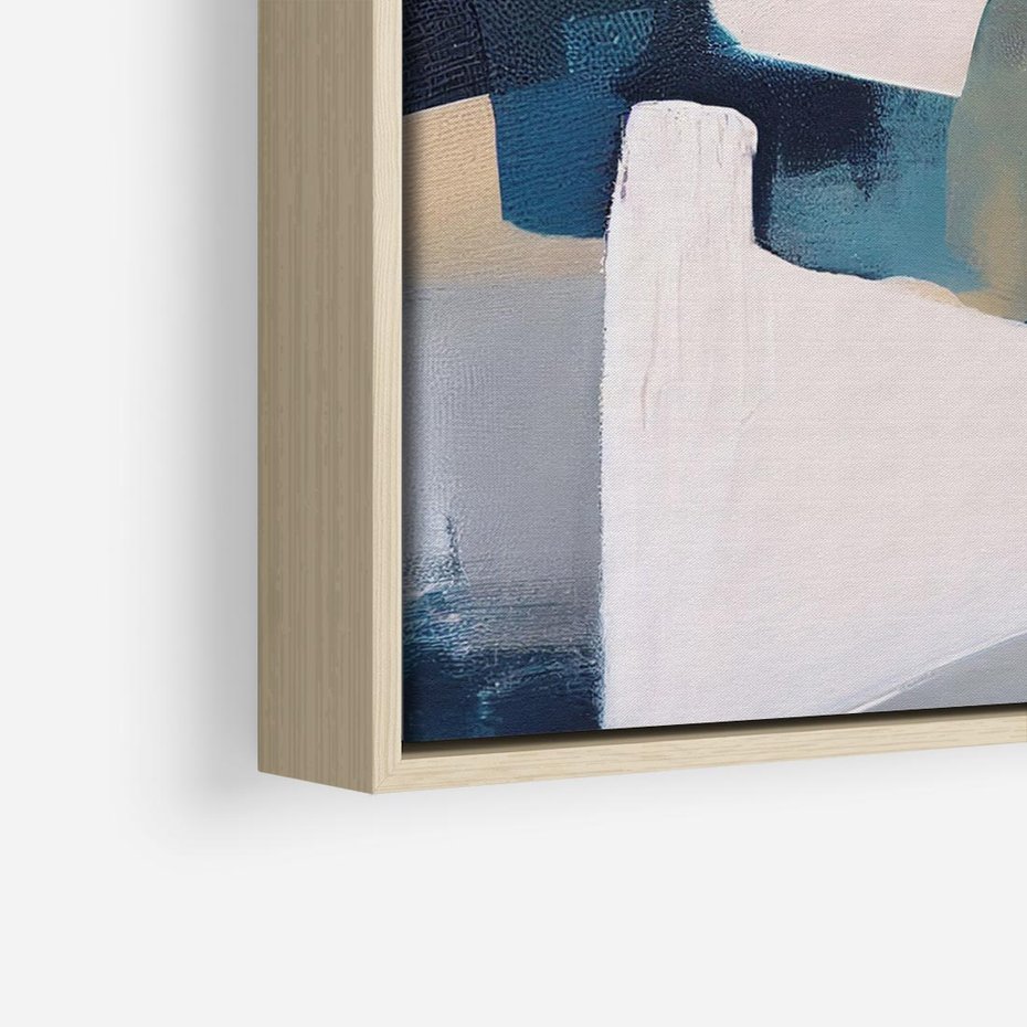 Obraz w ramie 50x50 - Turkusowe Maźnięcia - obraz, abstrakcja - rama drewno