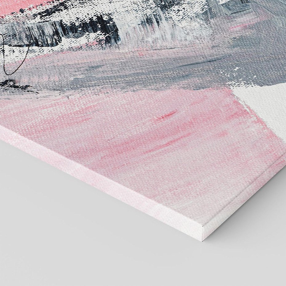 Obraz na płótnie 80x80 - Kontrastujący Ruch Emocji - abstrakcyjne pasy farby, kolory róż szary czarny