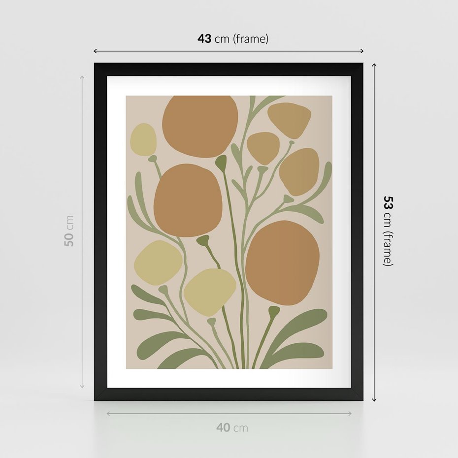 Plakat w ramie 40x50 - Uspokojenie Wśród Roślin - nowoczesny plakat, roślinność - rama czarna