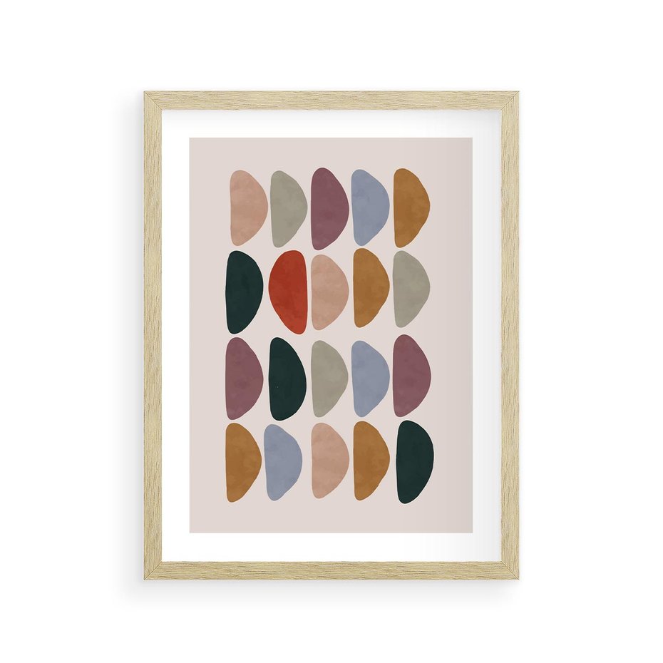 Plakat w ramie 30x40 - Granice Boho - abstrakcyjny obraz, geometryczna kompozycja - rama drewno
