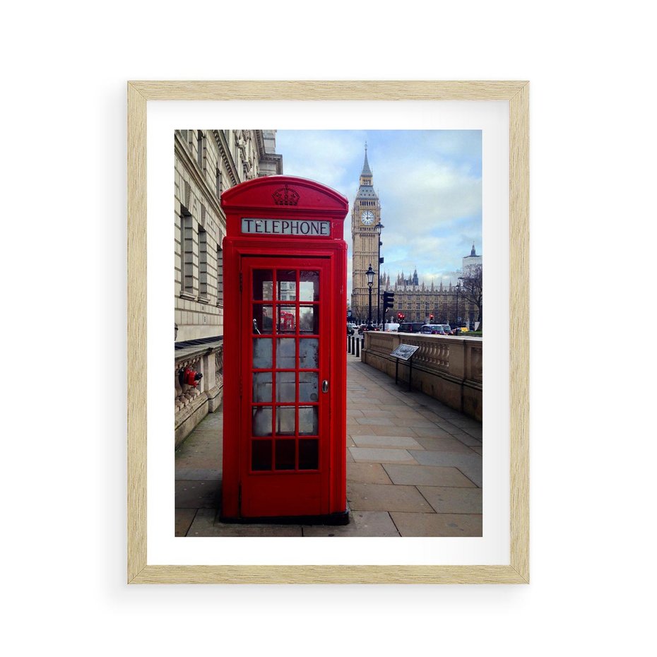 Plakat w ramie 40x50 - Londyńska budka telefoniczna - budka, telefoniczna - rama drewno